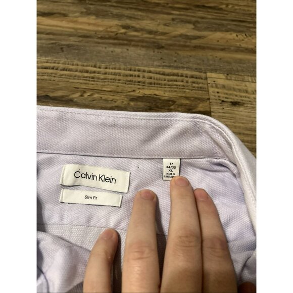 Calvin Klein Men's Size XL 17-34/35 Button Down Dress Shirt Purple NWT Lavender - Picture 3 of 5